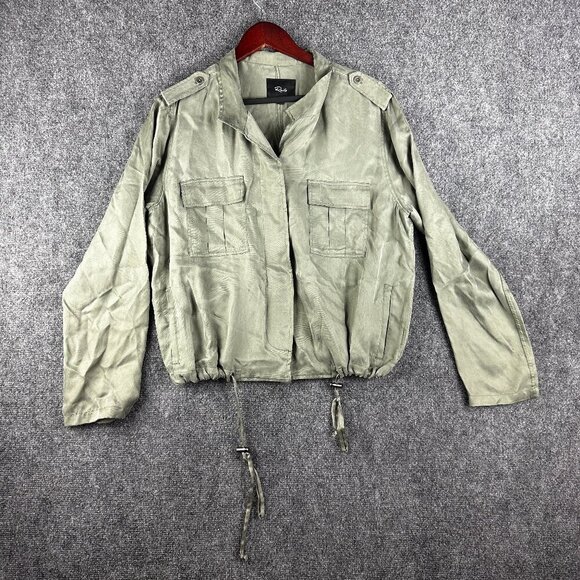 Rails Blouse Womens Medium Button Up Shirt Sage Green Cotton Toggle Hem Pockets - Picture 1 of 7